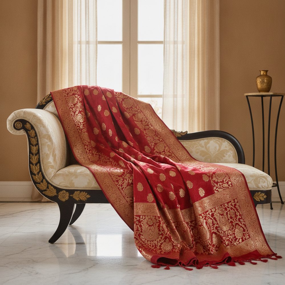 Crimson Zari Allure