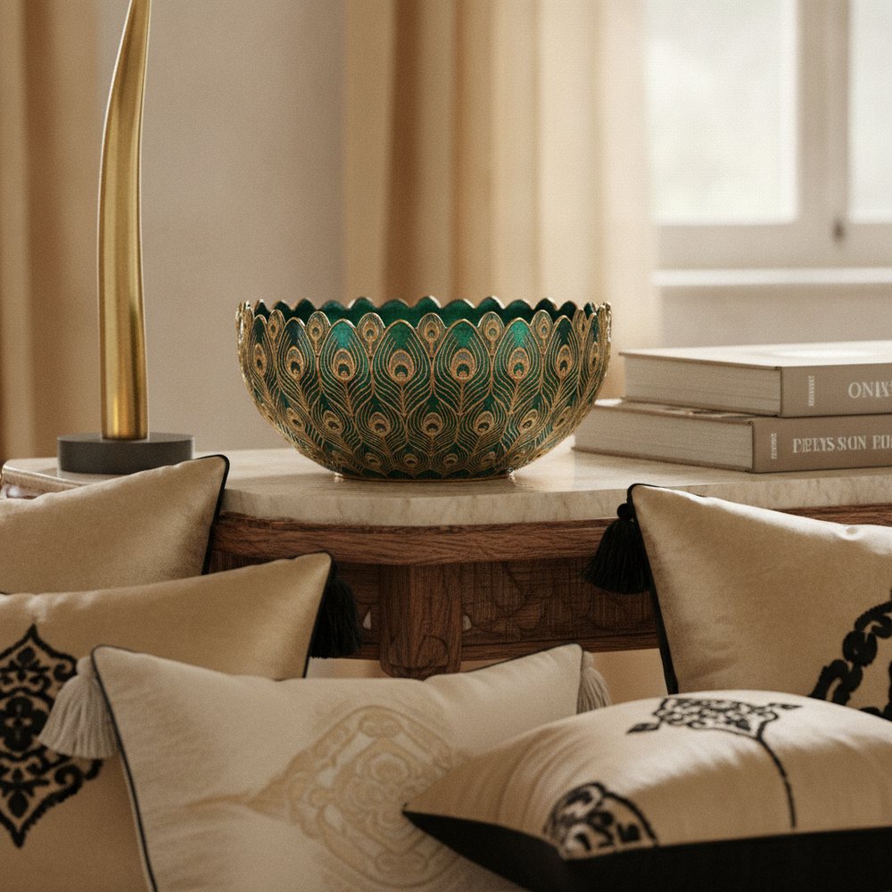 Ornate Peacock Decorative Bowl